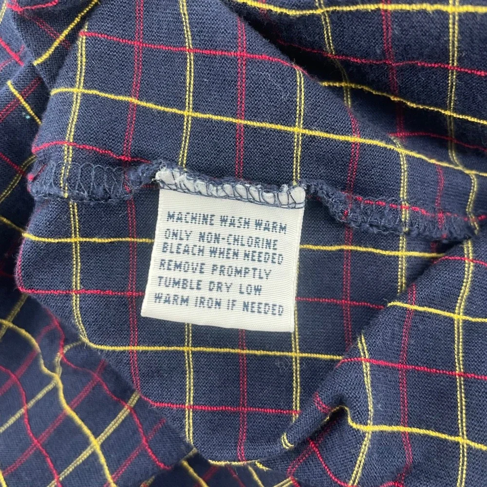 Polo Ralph Lauren VTG Polo Shirt Mens L Blue Plaid‎ Windowpane Check Cotton Logo